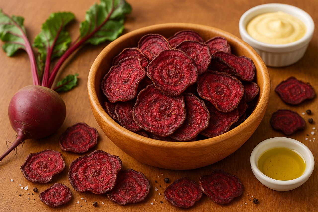 Chips de remolacha en freidora de aire