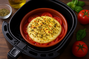 Provolone con tomate en freidora de aire