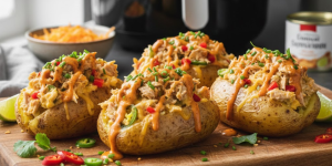 Patatas Rellenas de Atún y Queso Picante en Freidora de Aire