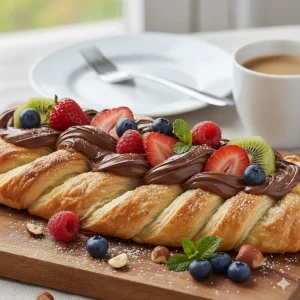 Trenza de Hojaldre con Nutella y Frutas en Freidora de Aire