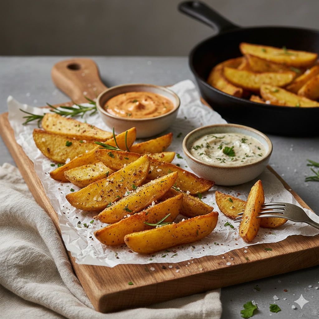 Patatas en gajos crujientes en air fryer