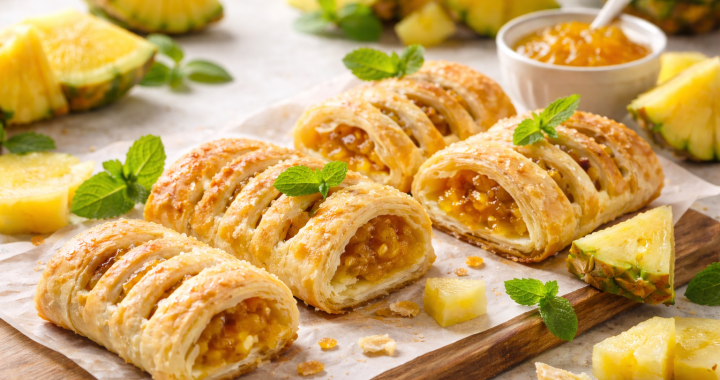 Rollitos de piña en hojaldre en freidora de aire