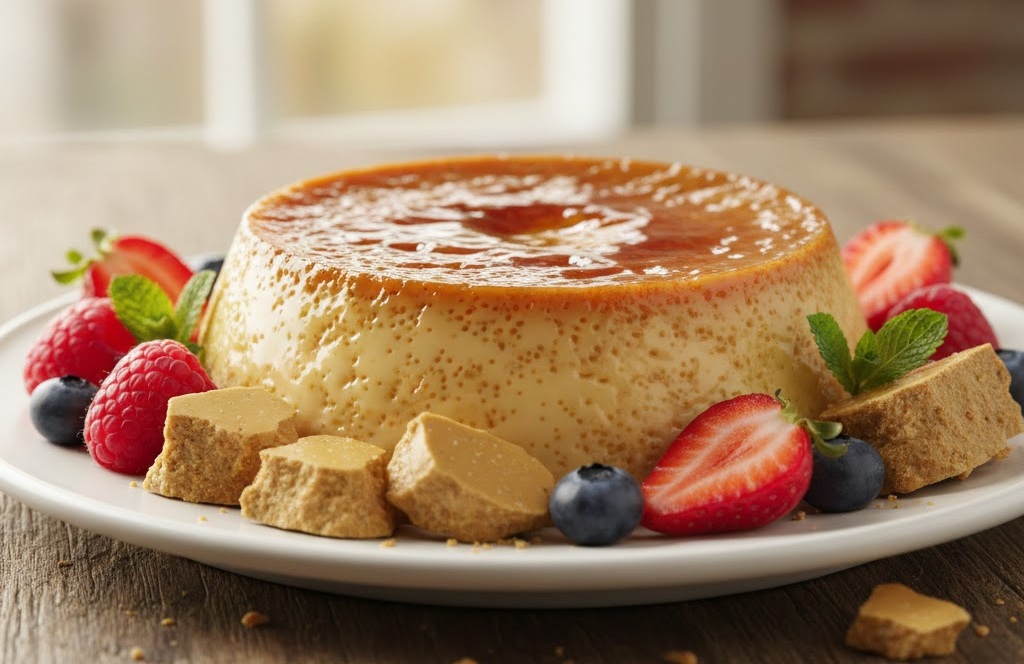 flan de turrón en freidora de aire